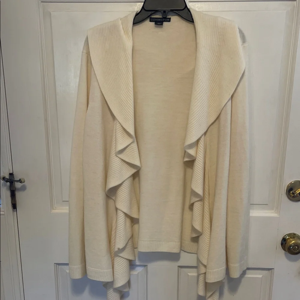 Covington Cream Ruffled Cardigan - Picture 1 of 2